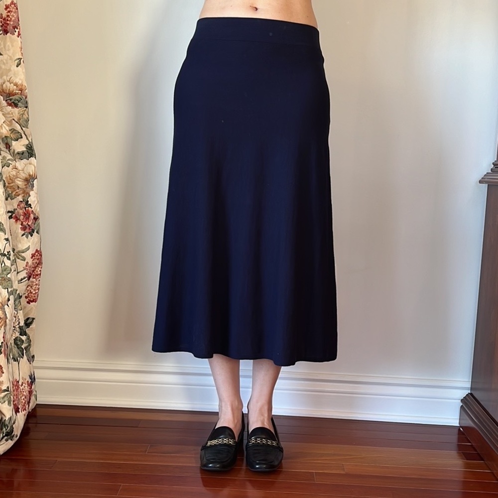 NWT Women’s ASPESI Oxford knit Maglia A-Line Maxi Skirt / Navy / Small